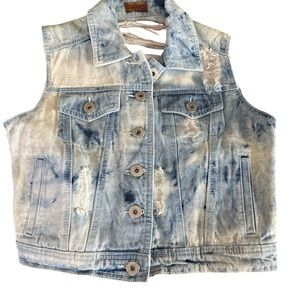 POL Distressed Denim vest